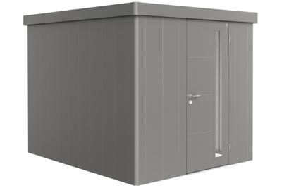 Biohort Neo 3B metalen tuinhuis enkele deur kwartsgrijs 236x292 cm- Plat dak- Metaal- Biohort
