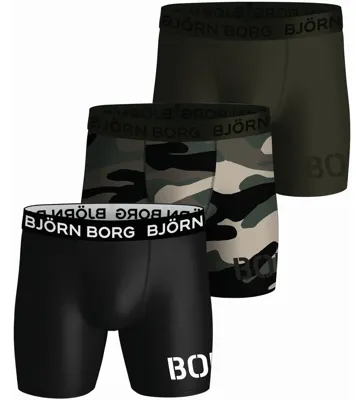 Bjorn Borg heren boxershort - Performance - 3-Pack - Army