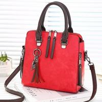 Vintage PU lederen dames handtassen vrouwen messenger bags Totes kwast Designer Cross Body schoudertas Boston hand tassen (wijn rood) - thumbnail