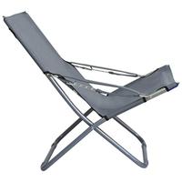 Strandstoelen 2 st inklapbaar stof grijs - thumbnail