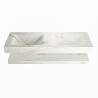 MONDIAZ ALAN-DLUX 130cm planchet Frappe. Vrijhangende wastafel CLOUD dubbel zonder kraangat, kleur Frappe. - thumbnail