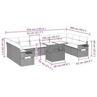 11-delige Tuinset met kussens poly rattan beige - thumbnail