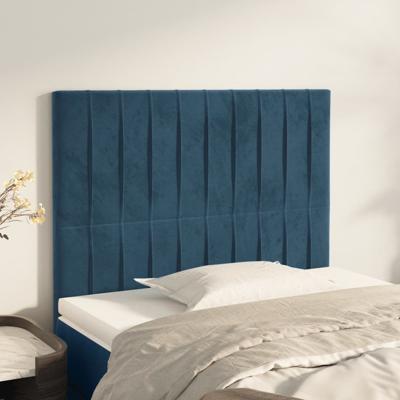 Hoofdborden 2 st 90x5x78/88 cm fluweel donkerblauw Hoofdborden 2 st 90x5x78/88 cm fluweel donkerblauw