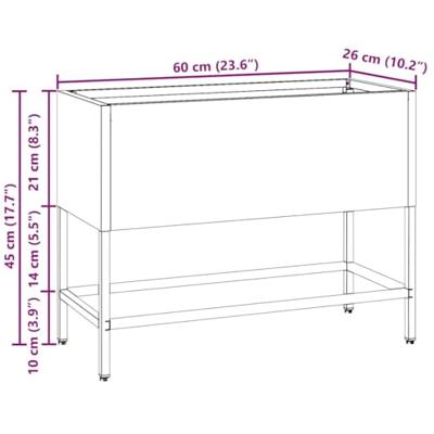 VidaXL Verhoogde tuin plantbak zilver 60 x 26 x 45 cm roestvrij staal VidaXL Verhoogde tuin plantbak zilver 60 x 26 x 45 cm roestvrij staal