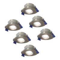 Set van 6 Lima LED inbouwspots - 4 Watt 345 Lumen - 6500K daglicht wit - GU10 - Dimbaar - Rond - Kantelbaar - IP65 Waterdicht - RVS - Voor binnen, buiten en badkamer - thumbnail