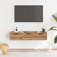 Wandkast 102x30x20 cm bewerkt hout artisanaal eikenkleur - thumbnail