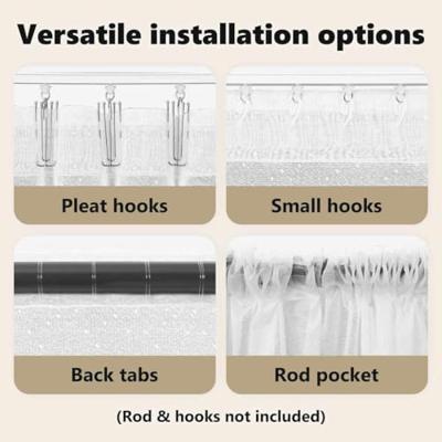 VidaXL Kantgordijn met gordijnen bloemen wit 180 x 500 cm polyester