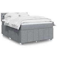 Boxspring met matras stof lichtgrijs 160x200 cm - thumbnail