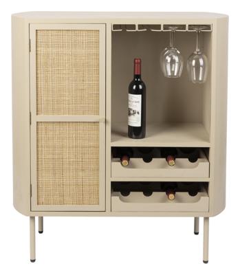 ZILT Wijnkast 'Meja' Rattan, 100 x 90cm
