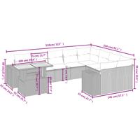 10-delige Loungeset met kussens poly rattan zwart - thumbnail