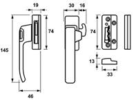 AXA 3327 Raamsluiting F8 met nok en haakschoot opbouw linksdraaiend - 3327-61-38/E - thumbnail