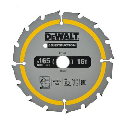DeWALT Cirkelzaagblad voor Hout | Construction | Ø 165mm Asgat 20mm 16T - DT1948-QZ