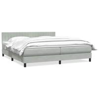 Boxspring met matras fluweel lichtgrijs 180x210 cm - thumbnail