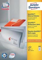 Avery Zweckform 3667, Universele etiketten, Ultragrip, wit, 100 vel, 64 per vel, 48,5 x 16,9 mm - thumbnail
