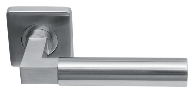 Deurklink Nova massief op vierkant rozet geveerd Deurklink Nova massief op vierkant rozet geveerd