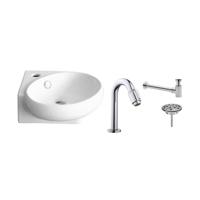 FonteinPack VM GO HAPPY HOEKFONTEIN WIT 36 X 38,5 X 13,5 CM (Keuze uit 18 kranen) - thumbnail