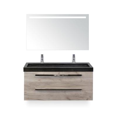 Seville Badmeubelset 120 cm - 2 laden Craft Oak - Wastafel Lucca Enkel - met Sence Spiegel