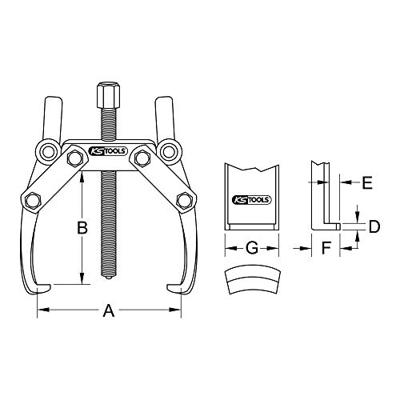 KS Tools 6203402 Poelietrekker Spanbereik 20 - 230 mm Aantal haken 2 KS Tools 6203402 Poelietrekker Spanbereik 20 - 230 mm Aantal haken 2