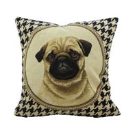 Gobelin 2-zijdig Kussen Pied de Poule Mopshond (32 x 32 cm) - thumbnail