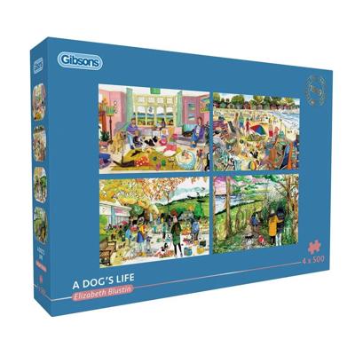A Dog's Life Puzzel 4x 500 Stukjes