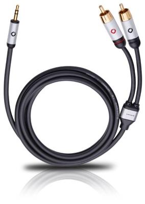 Oehlbach i-Connect J-35/R Cinch / Jackplug Audio Aansluitkabel [2x Cinch-stekker - 1x Jackplug male 3,5 mm] 5.00 m Zwart Vergulde steekcontacten