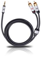 Oehlbach i-Connect J-35/R Cinch / Jackplug Audio Aansluitkabel [2x Cinch-stekker - 1x Jackplug male 3,5 mm] 5.00 m Zwart Vergulde steekcontacten - thumbnail