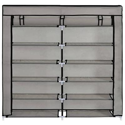VidaXL Schoenenkast met hoes 115x28x110 cm stof grijs