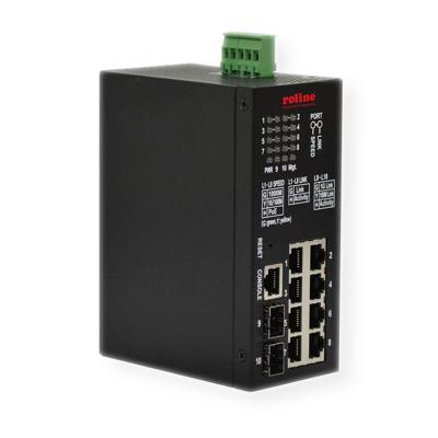 ROLINE Industriële Gigabit Switch, 10 poorten (8x RJ45 + 2x SFP), PoE+, Smart Managed