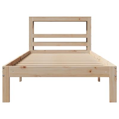 Bedframe met hoofdbord massief grenenhout 75x190 cm