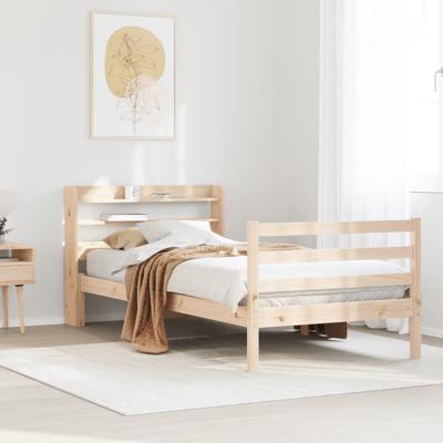 Bedframe met hoofdbord massief grenenhout 200x200 cm - thumbnail