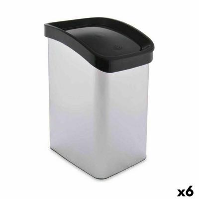 Afvalemmer Berilo Zilverkleurig Plastic 12 L Gekanteld (6 Stuks)