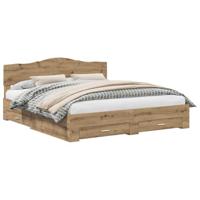 Bedframe met hoofdeinde Artisan Eiken 180 x 200 cm Bewerkt hout - thumbnail