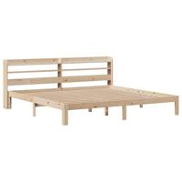 Bedframe met hoofdbord massief grenenhout 200x200 cm - thumbnail