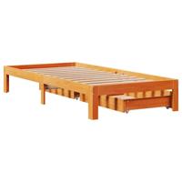 Bedframe met lades massief grenenhout wasbruin 75x190 cm - thumbnail