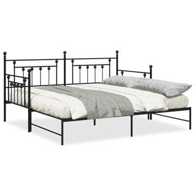 Bedframe voor een daybed met hoofdeinde Zwart 90 x 190 cm Staal