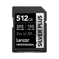 Lexar Silver Plus 512GB SDXC UHS-I V30 - R205/W150 MB/s - thumbnail