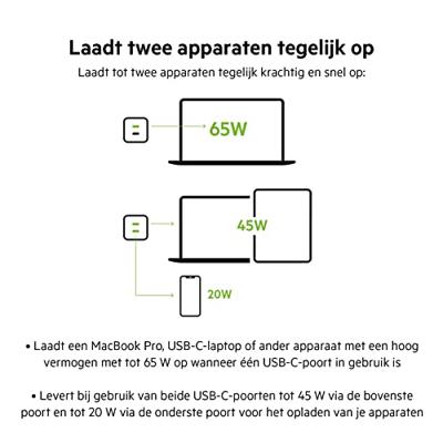Belkin BoostCharge Pro 2-poorts USB-C GaN-wandlader met PPS (65 W) + USB-C/USB-C-kabel oplader Belkin BoostCharge Pro 2-poorts USB-C GaN-wandlader met PPS (65 W) + USB-C/USB-C-kabel oplader