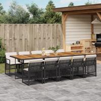 11-delige Tuinset met kussens poly rattan zwart - thumbnail