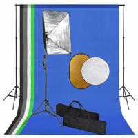 Fotostudioset met softboxlampen, achtergrond en reflector - thumbnail
