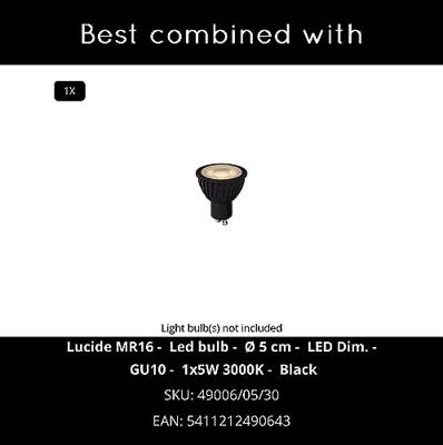 Lucide ZARO - Wandspot / Wandlamp Binnen/Buiten - 1xGU10 - IP44 - Zwart