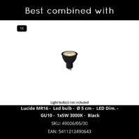 Lucide ZARO - Wandspot / Wandlamp Binnen/Buiten - 1xGU10 - IP44 - Zwart - thumbnail