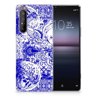Silicone Back Case Sony Xperia 1 II Angel Skull Blauw Silicone Back Case Sony Xperia 1 II Angel Skull Blauw