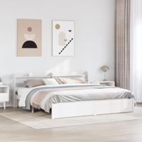 Bedframe met hoofdeinde zonder matras 200x200 cm wit - thumbnail