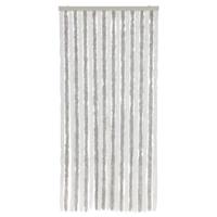 Vliegengordijn 90x200 cm chenille lichtgrijs en wit - thumbnail