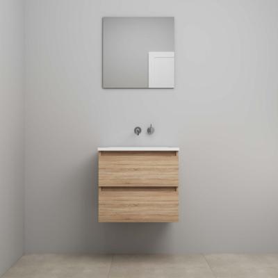 On-Line Badkamermeubelset - 60 cm - Voorgemonteerd - Acryl Wastafel - zonder Kraangat - Spiegel - Eiken