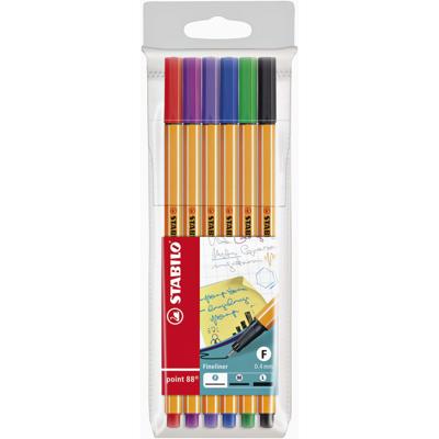 Fineliner stabilo point 88/6 f ass 6st | 10 stuks