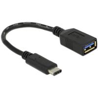 DeLOCK superspeed usb-c 3.1, gen 1 male > usb-a female adapter (zwart, 0,15 meter) - thumbnail