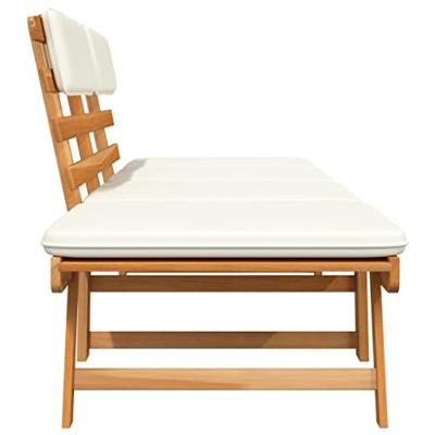 Tuinbank met kussens 2-in-1 190 cm massief acaciahout - thumbnail