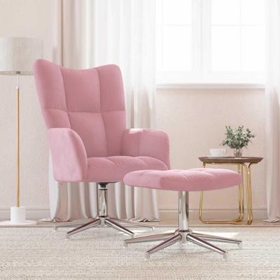 Relaxstoel met voetenbank fluweel roze Relaxstoel met voetenbank fluweel roze