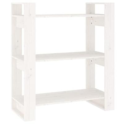 Boekenkast/kamerscherm 80x35x91 cm massief grenenhout wit